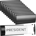 Therwen 12 Pcs Aluminum Office Name Plate Holder for Door Wall Mount 8'' x 3'' Business Sign Holder Office Door Sign Sturdy Curved with Plastic Film and Adhesive Tape (Black)