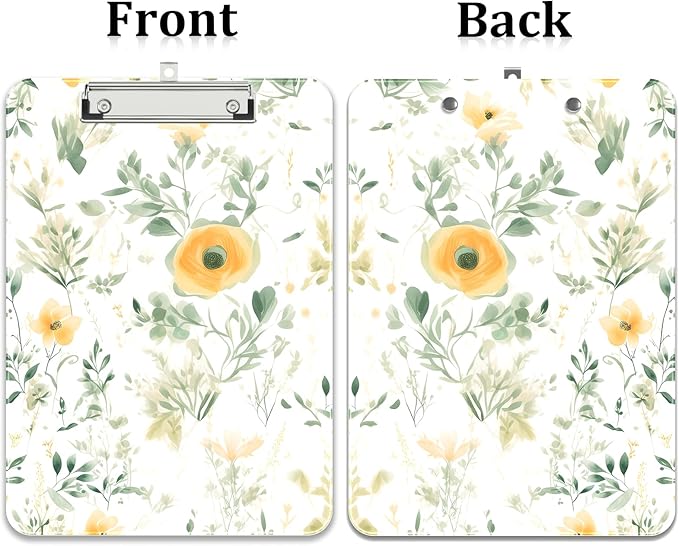 Rimilak Plastic Clipboards with Metal Clip, A4 Letter Size 9 x 12.5 in, Office Decorative for Students Women Men and Kids, Cute Custom Pattern, Green Plants