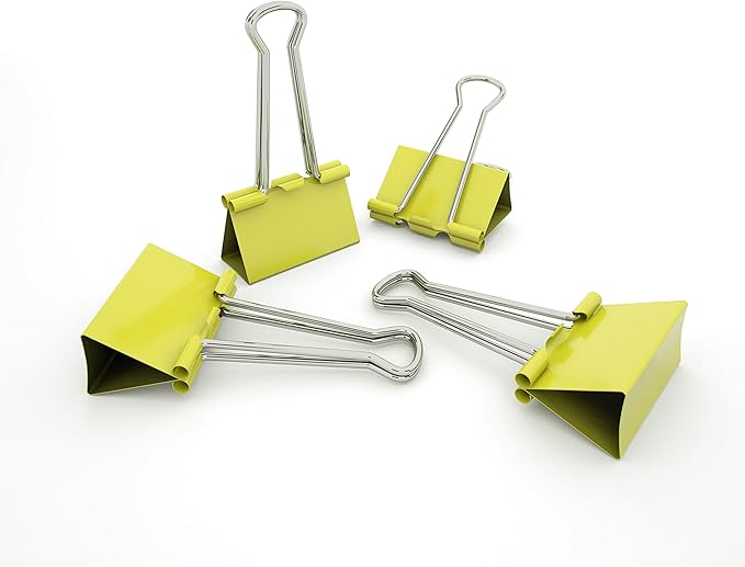 Nctinystore Binder Clips Small Metal Clamp 0.75 inch / 19 mm (Yellow, 40-PCS)