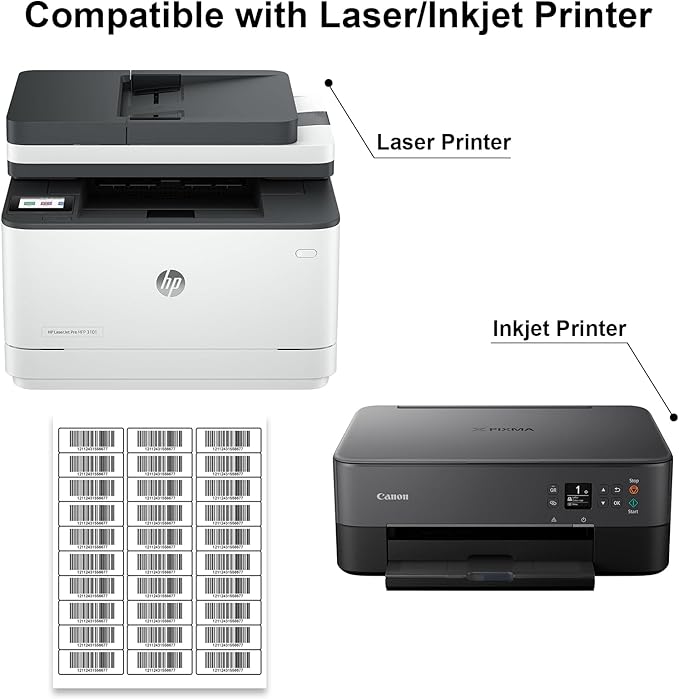 200 Sheets 6000 Counts Address Labels Sticker for Laser & Inkjet Printer, 1" x 2-5/8" White Blank Printable Shipping Address Labels, Strong Adhesive