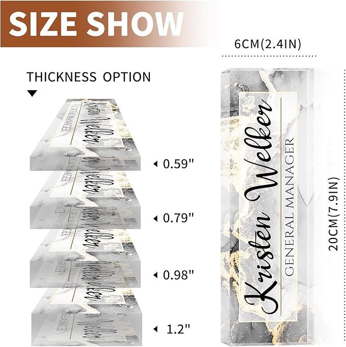 Name Plate for Desk, Desk Name Plate Personalized, Office Decor for Women Men, Acrylic Desktop Accessories, Office Gifts for Boss Nurse Teacher Coworker, Employee Appreciation Gift (Silver/Gold)