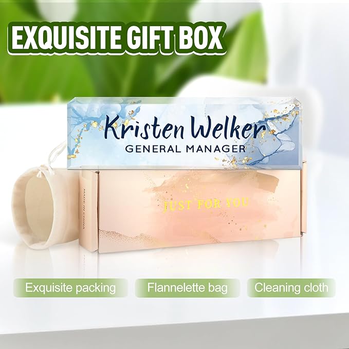 Name Plate for Desk, Desk Name Plate Personalized, Office Decor for Women Men, Acrylic Desktop Accessories, Office Appreciation Gifts for Boss Social Workers Nurse Teacher Employee (Blue/White)