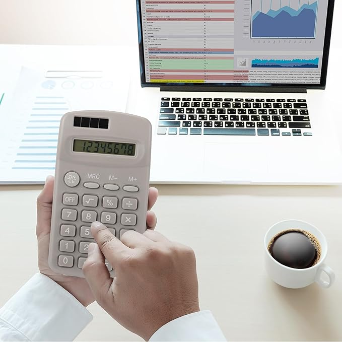 48 Pcs Operation Christmas Pocket Size Solar Calculators Bulk for Classroom Mini Basic Calculator Solar Battery Dual Power 8 Digit Display for Kids Student School Office Accounting Tool