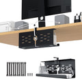 KEEGH 16'' Under Desk Cable Management Tray, Drill Free Clamp/Screws Mount, Sturdy Metal Cable Tray for Place Power Strip, Cord Management Tray Rack, Home, Office, Black