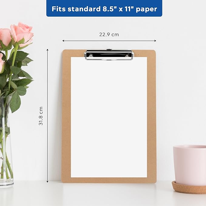 LUX Hardboard Clipboard, 6-Pack, Brown, Professional Office Organization, Lasting Durability