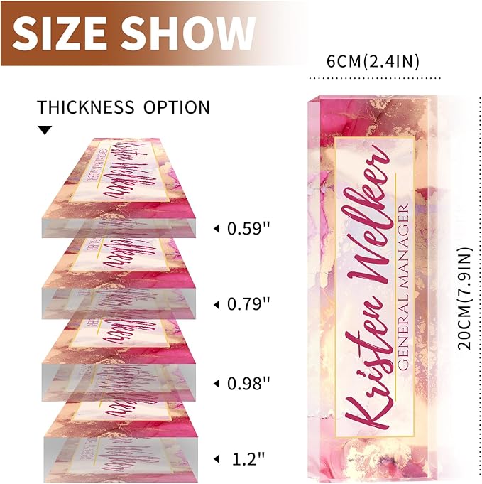 Name Plate for Desk, Desk Name Plate Personalized, Office Decor for Women Men, Acrylic Desktop Accessories, Office Appreciation Gifts for Boss Social Workers Nurse Teacher Employee (Pink/Gold)