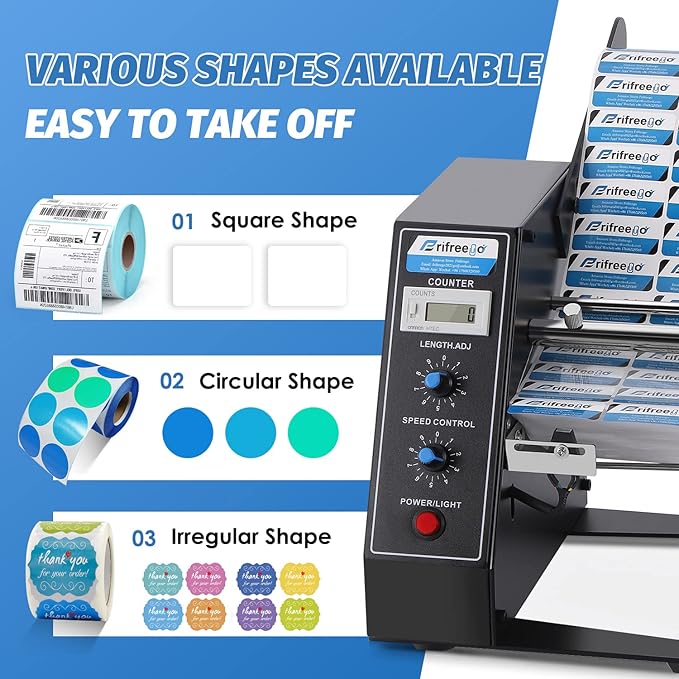 Automatic Label Dispenser, 0.12"-5.9" x 0.16"-5.5", 0-999999 Auto Counting, Electric Label Stripper AL-1150D with Speed Adjustable Photo Cell Sensor