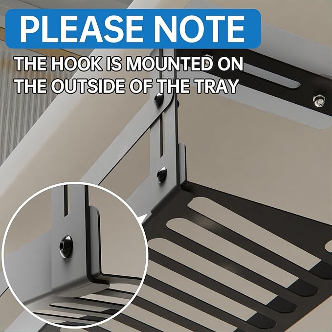 Under Desk Cable Management Tray, 17 in Metal Cable Tray Basket for Wire Management, Power Strip Holder, Cord Organizer, Wire Tamer for Home/Office Desk Cable Hider Black, 2 Pack