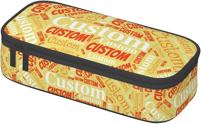Custom Pencil Case with Name, Personalized Pen Bag Add Your Image Text, Large Storage Students Stationery Pen Box with Zipper Durable Pencil Box for Girls Boys Office School
