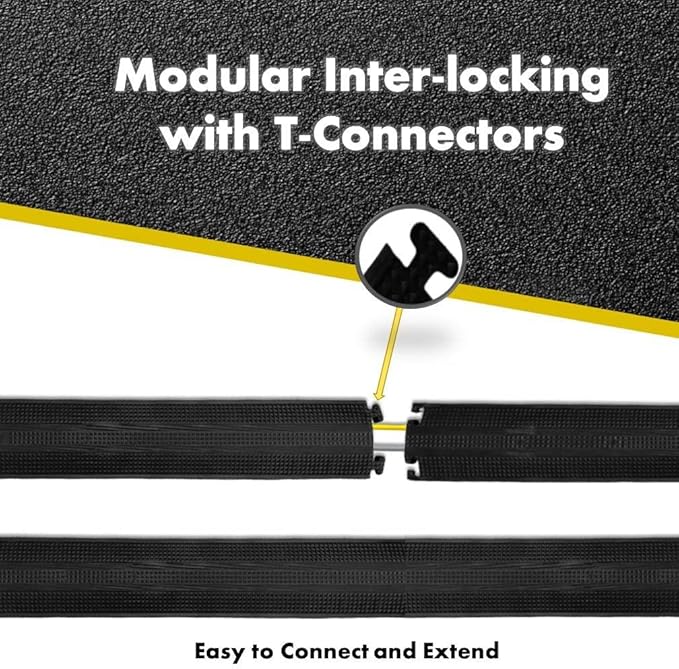 Kable Kontrol Drop Over Floor Cord Cover – 36” Inch Long 1 Channel Cable or Wire Protector – 280 Pcs Bulk Pack - Rubber Ramp for Indoor and Outdoor Use – Yellow