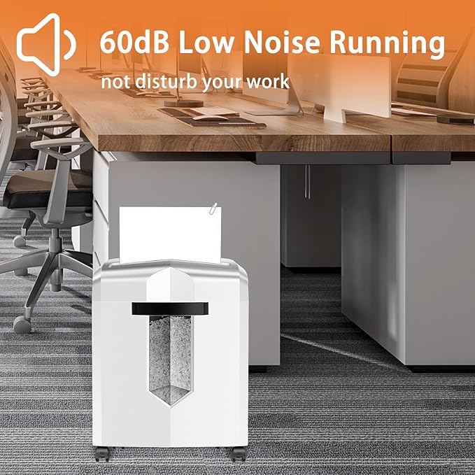 Bonsaii 12-Sheet P-4 Micro-Cut Shredder, 60-Min Continuous Use, Shreds Paper, Credit Cards & CDs, 4-Gal Transparent Bin, Mobile Casters – Black