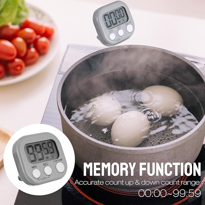 Weewooday 6 Pcs Digital Kitchen Timer Magnetic Timer Bulk On/Off Switch Minute Second Count up Countdown Loud Alarm for Exercise Cook Baking (Novel Color)