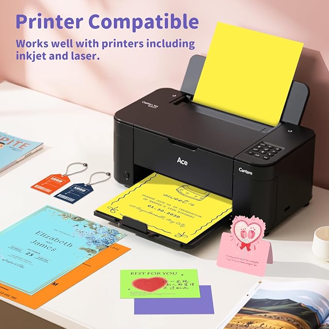 120 Sheets Colored Cardstock 8.5" X 11", 12 Assorted Colors Construction Paper 200 GSM Card Stock Printer Paper 8.5 x11 for Scrapbook, Cricut, Card Making, DIY Crafts, School Supplies,Party Decoration