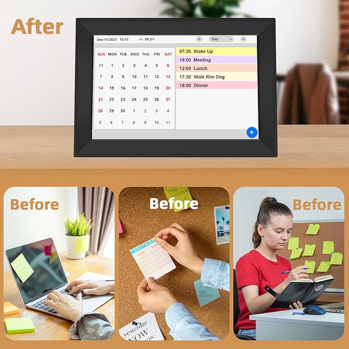 Smart Digital WiFi Clock, 10.1" Inch Touch Screen Auto Time and Date Sync, 7-Day Weather, 64 Custom Alarms & Schedules,2026 Calendar No App Required