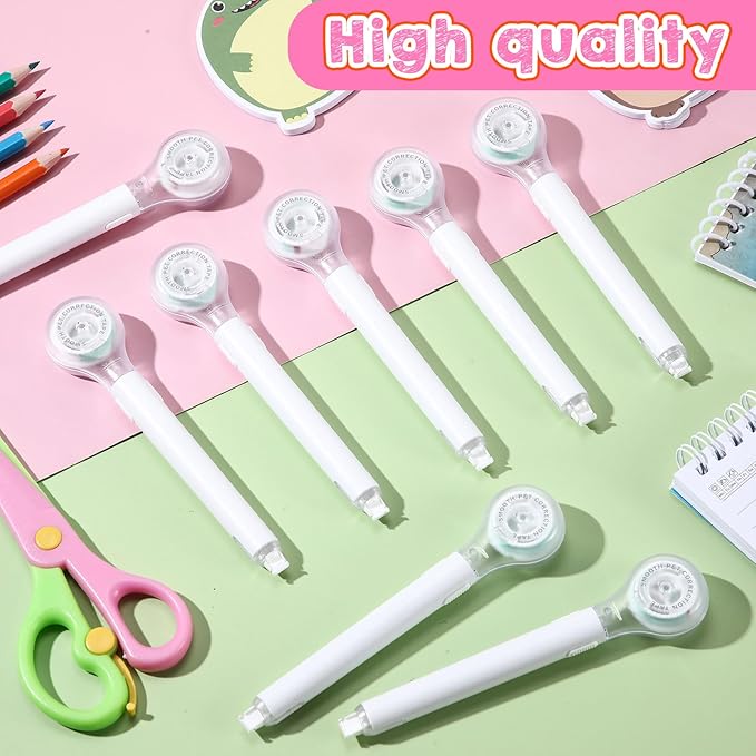 Gersoniel 10 Pack Correction Tape Pen Correctional Ink Tape Push Pull Protective, Easy to Use Applicator for School Office Supplies, 0.2 x 236 Inch(White Color)