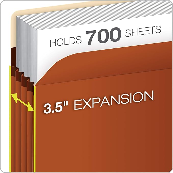 Pendaflex Expanding Accordion File Pockets, Extra Durable, Expands 3.5", Legal Size, Reinforced with Dupont Tyvek Material, 10/Box (15423), Brown