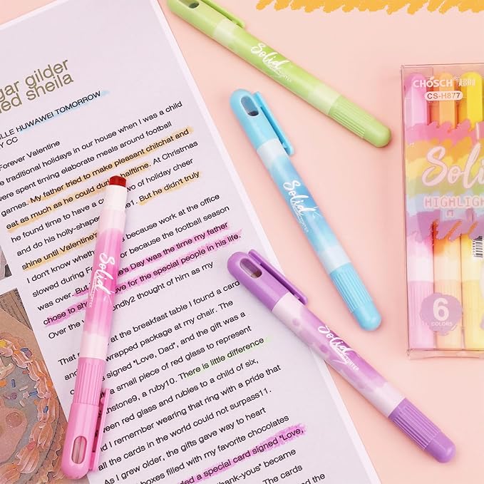 chosch No Bleed Gel Highlighter, Bible Highlighters, Assorted Colors, Pack of 6 X 2 Sets (6 PACK x 2 SETS)