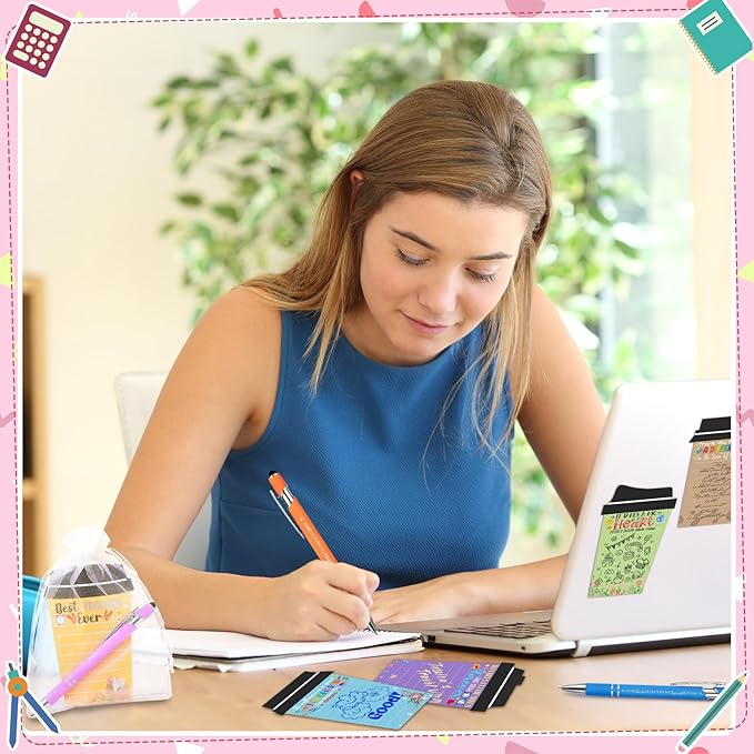 36 Sets Teacher Appreciation Gifts Bulk Coffee Cup Sticky Notes with Inspirational Pens, Funny Notepads Motivational Ballpoint Pen Thank You Gifts for Teacher Coworker Employee Nurse Office Supplies