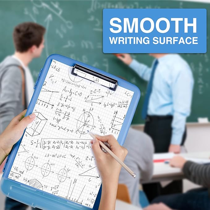 Sooez Clipboard with Storage, High Capacity Nursing Clip Board 8.5 x 11 with Pen Holder & Low Profile Clip, Plastic Clipboards Case Box, Teacher Must Haves School Office Supplies,Letter Size/ A4