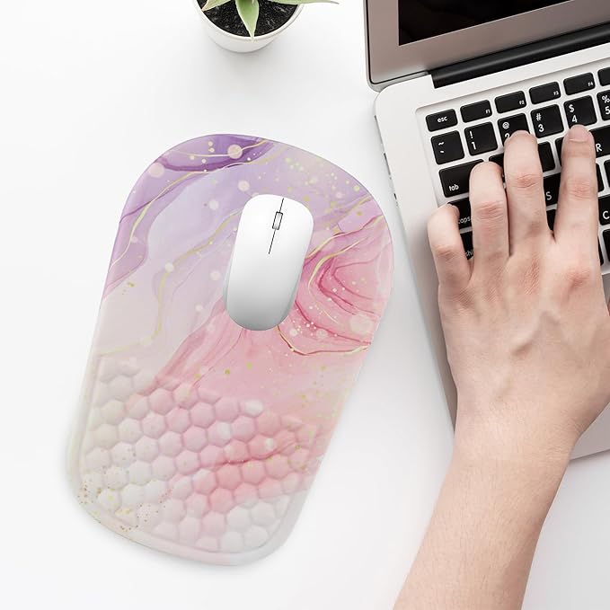 Ergonomic Mouse Pad with Wrist Support, Comfortable Memory Foam Mousepad with Massage Design and Non-Slip PU Base, Wrist Rest Mouse Pad for Office and Home, 12x8 Inch