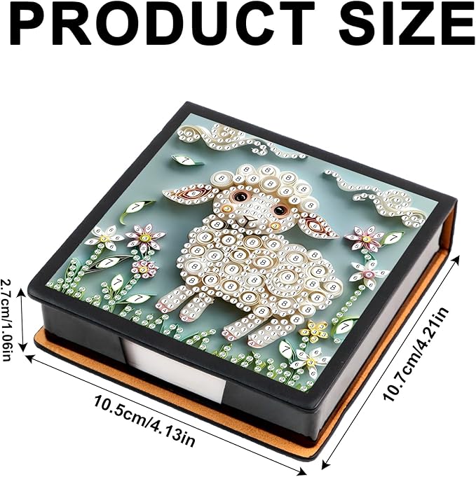 Sheep Diamond Painting Kit Note Box,Memo Paper Storage Box Diamonds Art,Sticky Note Holder Diamonds Art,Diamond Painting Memo Pad For Office Desk. (Sheep)