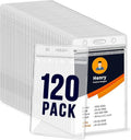 120 Pack Plastic Badge Holder, Vertical ID Badge Holder, Clear Waterproof ID Card Holder with Resealable Zip, 2.5" x 3.8" Name Tag Holder for Nurses and Office, Fits ID Card/Credit Card/Student Card