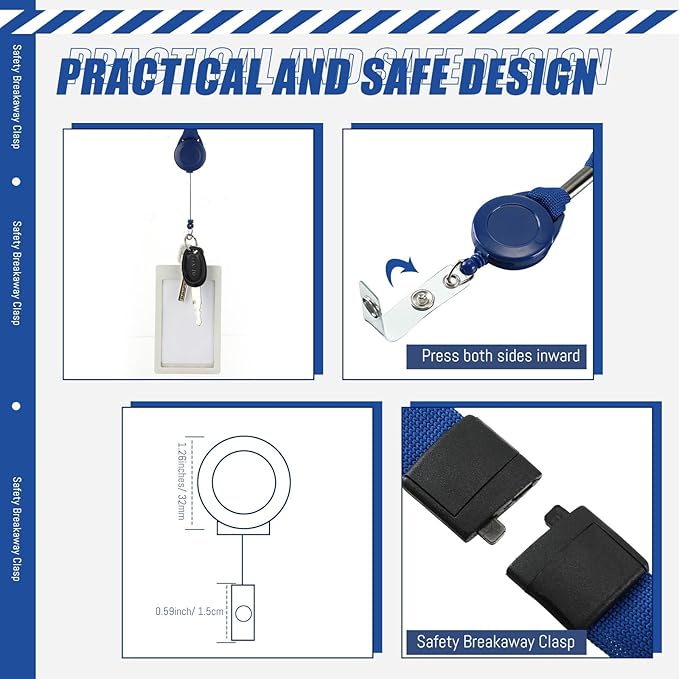 Windyun 12 Pcs Breakaway Lanyard with Safety ID Bulk Retractable Lanyards Flat Neck Straps (Blue)
