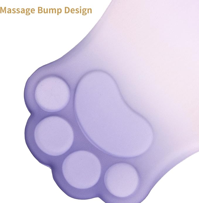 L-SPOUTTO Ergonomic Mouse Pad with Wrist Rest,Cute Cat Paw Mousepad Wrist Support,Comfortable Massage Design Computer Pain Relief Mouse Pad with Non-Slip PU Base for Desk Laptop Gaming,Gradient Purple