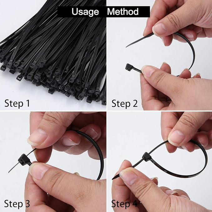 150 Pieces Multi-Purpose Cable Zip Ties 8 Inch,Self Locking Black Zip Ties with 50 Pounds Tensile Strength