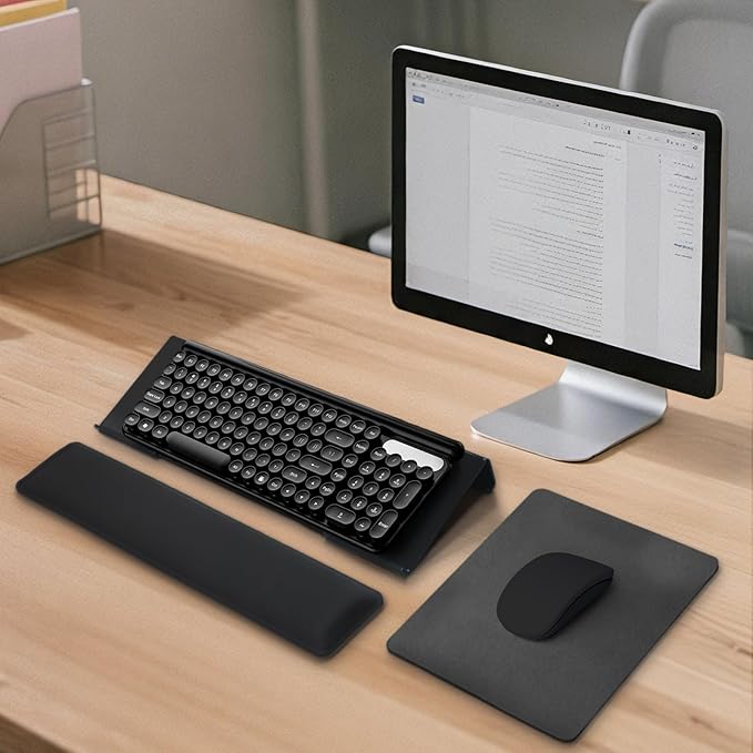 Computer Keyboard Wrist Rest Bracket, Memory Foam Keyboard Wrist Rest Set, Non-Slip Silicone Base, pergonomic and Convenient Typing, ain Relief,Suitable for Office, Work, Gaming (Black)