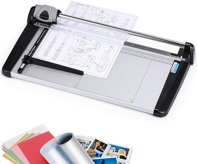 Rotary Paper Trimmer, 15 Sheets Heavy Duty Paper Trimmer, 480mm(18.90") Cutting Length, Commercial Grade Rotary Paper Cutter for Home/Office/School, Black & Silver
