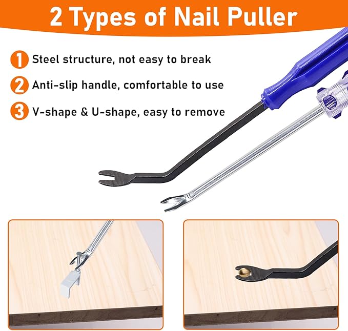 Hmknana 4Pcs Upholstery and Construction Staple Remover Tools Set - Nail Tack Remover, U Tack Lifter, End Cutting Plier, Carpet Remover Tool for Furniture Floor Craft Project Photo Frame