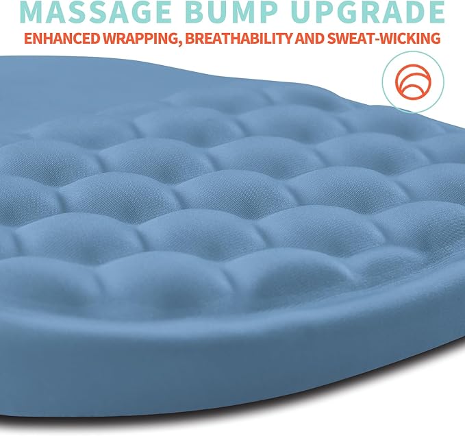 Ergonomic Mouse Pad Wrist Support with Memory Foam Massage Bulge, Carpal Tunnel Pain Relief Mousepad Wrist Rest for Mouse(12x8 inch, Lake Blue)