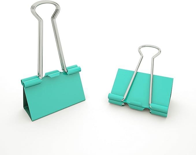 Nctinystore Binder Clips Medium Metal Clamp 1.25 inch / 32 mm (Light-Green, 12-PCS)