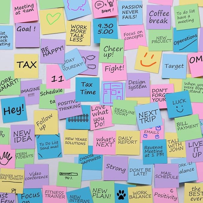 MyLifeUNIT Sticky Notes 3x3, Bulk Pack 108 Note Pads 10800 Sheets for Daily Reminder, Self-Stick Notes with 6 Assorted Colors for Office Home Notebook Supplies