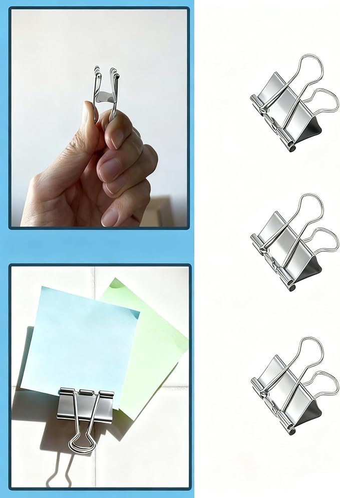 Konilaomu 24Pcs Binder Clips 1.25in Reusable Paper Clamps Clips Binder Paper Clips for Office Supplies, Document Storage, Study Room, School (Silver)