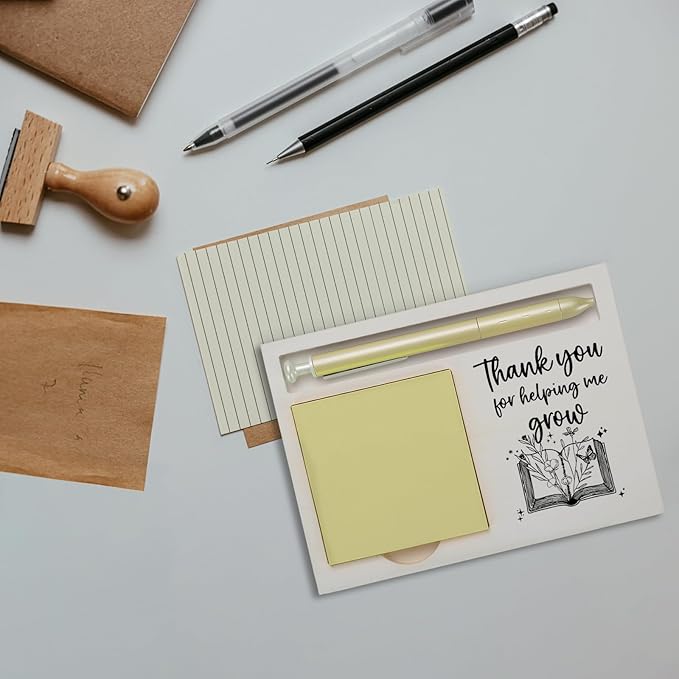 Thank You for Helping me Grow, End of The Year Teacher Sticky Note Holder Gift, Back to School, Teacher Appreciation Week Quote Self-Stick Note Pad Holders ZBA14