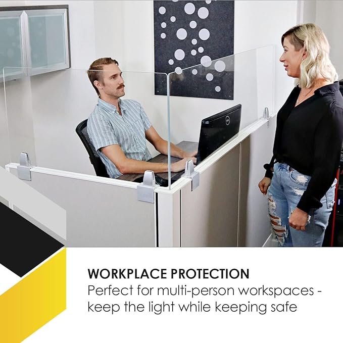 OBEX Acrylic Mounted Small Brackets Quality Desk Privacy Panel & Divider for Your Office Cubicle-Increase Separation & Improve Productivity, 12" x 72", Clear