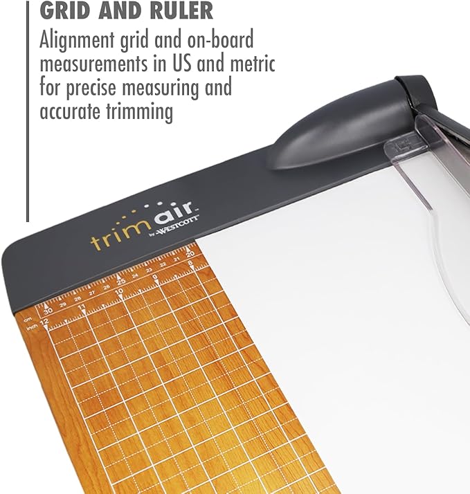 Westcott 15'' TrimAir Wood Guillotine Paper Cutter & Paper Trimmer, 30 Sheet (15107)