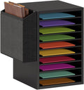 Office Mail Sorter, Wooden Paper Organizer With Storage Bag, 10 Tier Adjustable Classroom Mailbox, Removable Classroom Organization, Teacher Desk Organization for Office, Study, Black