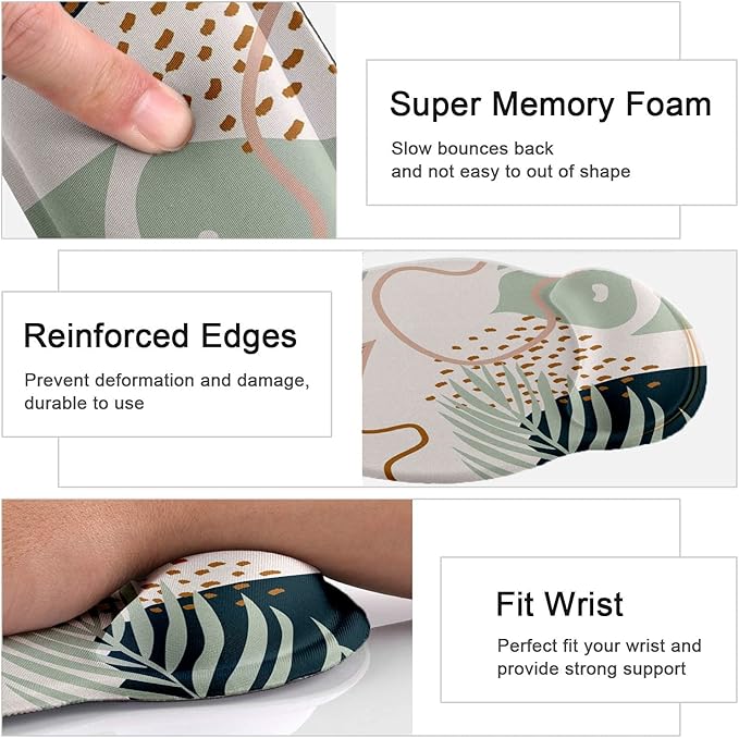 Lateefah Mouse Pad with Wrist Rest, 3-in-1 Gaming Mouse Pad, Keyboard Wrist Rest, Ergonomic Memory Foam Mousepad with Wrist Support for Computer Keyboard