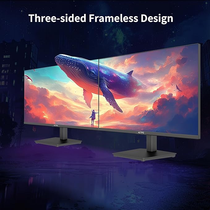 KTC 24 Inch QHD 100Hz Computer Monitor IPS 2K, 1300:1 Contrast, Anti-Blue Light Screen, 122% sRGB, FreeSync & G-Sync Compatible, HDMI2.0 & Display Port 1.4, PC Monitor for Gaming Office Work H24T27