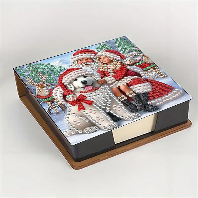 Christmas Diamond Painting Kit Note Box,Memo Paper Storage Box Diamonds Art,Sticky Note Holder Diamonds Art,Diamond Painting Memo Pad For Office Desk. (Christmas)