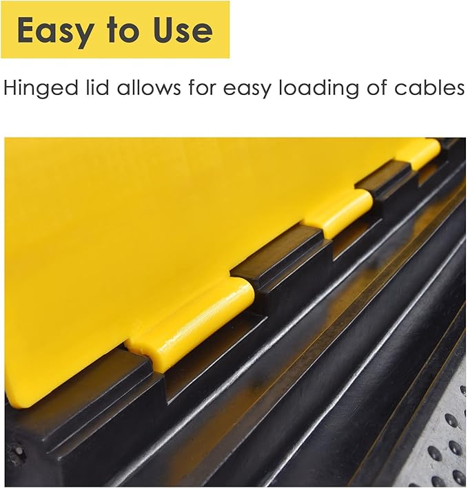 Yescom Cable Ramp Protector 2 Channel Garden Hose Protecitive 22000 Lbs Load Capacity Heavy Duty Speed Bump for Road Driveway Walkway, 2 Packs