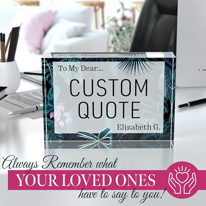 Custom Acrylic Sign Personalized, Custom Desk Name Plate, 18 Styles, (5"x7"), With Gift Box, USA Made by Acryluxe. (Bouquet)