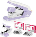 Deli Effortless Desktop Stapler, Heavy Duty Stapler, 40-50 Sheet Capacity, One Finger, No Effort, Includes 1500 Staples & Staple Remover, Violet