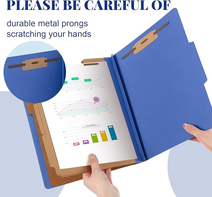 Skyygemm 72 Pcs Classification Folders Letter Size, 3 Divider Pressboard File Folder with Fasteners, Expanding File Organizer Bulk for Teachers, Clergy, Office, Church, Christmas Donations (Dark Blue)