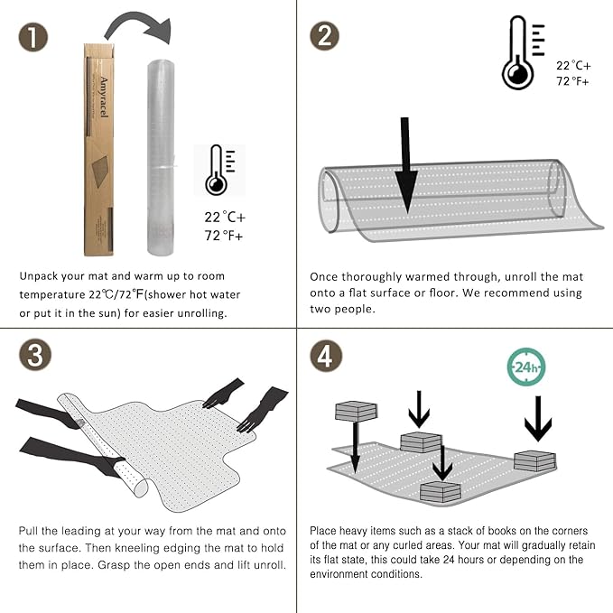 Amyracel Office Chair Mat for Low Pile Carpets, 53” x 45” Office Mats for Rolling Chairs, Clear Desk Chair Mat for Carpeted Floors, Easy Glide Floor Protector for Desk Chair