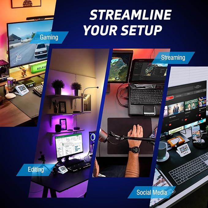 Macro Keypad, Stream Controller Deck Gaming Streaming Shortcut Keyboard, 18 Programmable Keys Customizable Visual AI Pad USB Soundboard for OBS, YouTube, Desk Office Setup, Laptop, PC, Mac