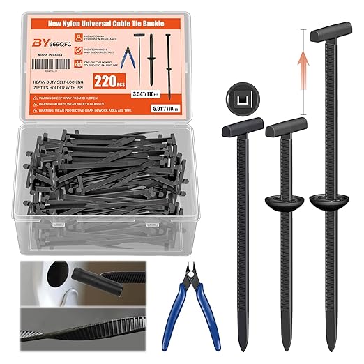 220 PCS 2026 New Upgrade Nylon Universal Cable Tie Buckle, with Clear Storage Box, Double-Sided Style Cable Tie Buckle, 5.91IN Extended Length Zip Tie for Car Repair (Fender, Bumper, Trunk Liner)